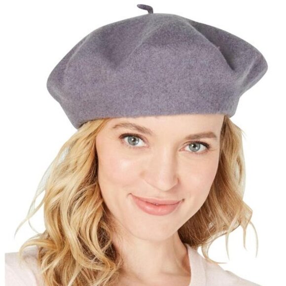INC INTERNATIONAL CONCEPTS wool blend women's beret winter hat - GREY - Picture 2 of 7
